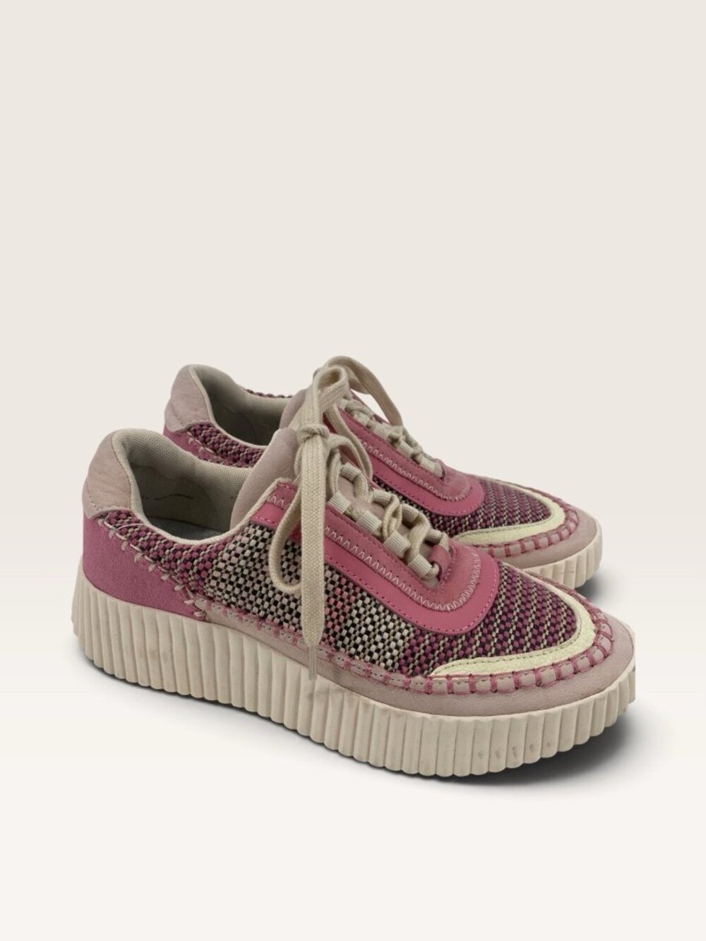 Dolce Vita Women's Size 7.5 Dolen Pink Cream Platform Knit Suede Sneakers
